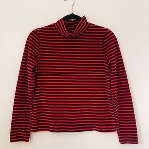 Vintage Palmetto’s Striped Velvet Mockneck Long Sleeved Cropped Tee